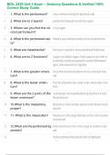 BIOL 2255 Unit 4 Exam &ndash; Anatomy Questions & Verified 100&percnt; Correct Study Guide