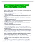 ENT100 FINAL EXAM QUESTIONS WITH COMPLETE SOLUTIONS 