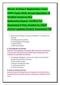 Illinois Architect Registration Exam &lpar;ARE&rpar; Exam With Actual Questions & Verified Answers&comma;Plus Rationales&sol;Expert Verified For Guaranteed Pass Graded A&plus;&sol;2026 &sol;Latest Update&sol;Instant Download Pdf