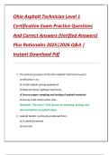 Ohio Asphalt Technician Level 1 & 2 Certification Exams Practice Questions And Correct Answers &lpar;Verified Answers&rpar; Plus Rationales 2025&vert;2026 Q&A &vert; Instant Download Pdf