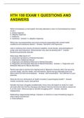 HTH 100 EXAM 1 QUESTIONS AND ANSWERS 