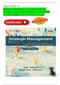 TEST BANK A&plus; Strategic Management&colon; Concepts and Cases &ndash; Competitiveness and Globalization &lpar;14th Edition&rpar; by Hitt &vert; Chapters 1&ndash;13 Complete Exam Questions & AnswerS