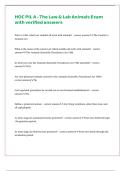 HOC PIL A - The Law & Lab Animals Exam with verified answers 