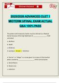 2025&sol;2026 ADVANCED CLET 1 MIDTERM 3&sol;FINAL EXAM ACTUAL Q&A 100&percnt; PASS