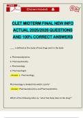 CLET MIDTERM FINAL NEW INFO ACTUAL 2025&sol;2026 QUESTIONS AND 100&percnt; CORRECT ANSWERS