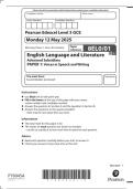 BUNDLE 2025  Pearson Edexcel AS Level English Language and Literature Paper 1 Question Paper and Mark Scheme &lpar;8EL0&sol;01&colon; Voices in Speech and Writing&rpar;