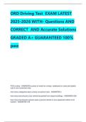 ORD Driving Test  EXAM LATEST 2025-2026 WITH- Questions AND CORRECT  AND Accurate Solutions GRADED A&plus; GUARANTEED 100&percnt; pass