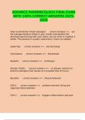 ADVANCE PHARMACOLOGY FINAL EXAM WITH 100&percnt; CORRECT ANSWERS 2025-2026