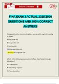 FINA EXAM 3 ACTUAL 2025&sol;2026 QUESTIONS AND 100&percnt; CORRECT ANSWERS
