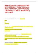 USMLE Step 1 EXAM QUESTIONS WITH CORRECT ANSWERS &vert;&vert; ALL HEALTH PRINCPLES COVERED &vert;&vert; THERAPY &vert;&vert; CLINICAL MEDICINE &vert;&vert; 100&percnt; PASS