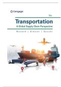 TEST BANK FOR Transportation&colon; A Global Supply Chain Perspective 10th Edition by Robert Novack&comma; Brian Gibson&comma; Yoshinori Suzuki ISBN&colon;978-0357908549 COMPLETE GUIDE ALL CHAPTERS COVERED 100&percnt; VERIFIED A&plus; GRADE ASSURED&excl;&excl;&excl;&excl;&excl;&excl;NEW LATEST UPDATE&excl;&excl;&excl;&excl;&excl;&excl;