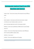 Instrumental Analysis Final Exam 2026 Questions and Answers