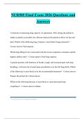 NUR505 Final Exam 2026 Questions and Answers