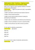 Medication Aide Training Virginia Exam Actual Questions and Answers 2026&period;docx
