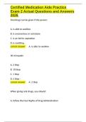 Certified Medication Aide Practice Exam 2 Actual Questions and Answers 2026&period;docx