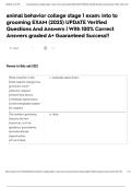 animal behavior college stage 1 exam&colon; into to grooming EXAM &lpar;2025&rpar; UPDATE Verified Questions And Answers &vert; With 100&percnt; Correct Answers graded A&plus; Guaranteed Success&excl;&excl;