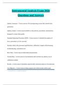 Instrumental Analysis Exam 2026 Questions and Answers