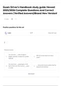 Guam Driver's Handbook study guide Newest  2025&sol;2026 Complete Questions And Correct  Answers &lpar;Verified Answers&rpar;&vert;Brand New Version&excl;