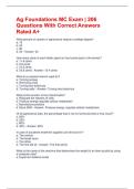 Ag Foundations MC Exam &vert; 206 Questions With Correct Answers Rated A&plus;