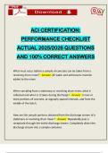 ACI CERTIFICATION&colon; PERFORMANCE CHECKLIST ACTUAL 2025&sol;2026 QUESTIONS AND 100&percnt; CORRECT ANSWERS