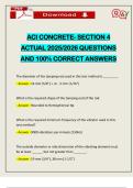 ACI CONCRETE- SECTION 4 ACTUAL 2025&sol;2026 QUESTIONS AND 100&percnt; CORRECT ANSWERS