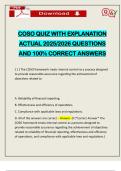 COSO QUIZ WITH EXPLANATION ACTUAL 2025&sol;2026 QUESTIONS AND 100&percnt; CORRECT ANSWERS