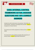 COSO&colon; INTERNAL CONTROL FRAMEWORK ACTUAL 2025&sol;2026 QUESTIONS AND 100&percnt; CORRECT ANSWERS