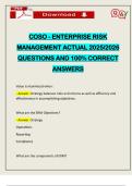 COSO - ENTERPRISE RISK MANAGEMENT ACTUAL 2025&sol;2026 QUESTIONS AND 100&percnt; CORRECT ANSWERS