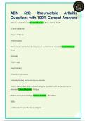 ADN 520&colon; Rheumatoid Arthritis  Questions with 100&percnt; Correct Answers