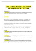 Texas Alcoholic Beverage Code Exam Questions and Answers &ndash; Complete Certification Guide &lpar;Graded A&plus;&rpar;