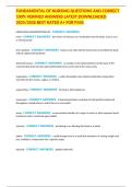 FUNDAMENTAL OF NURSING QUESTIONS AND CORRECT 100&percnt; VERIFIED ANSWERS LATEST DOWNLOADED 2025&sol;2026 BEST RATED A&plus; FOR PASS