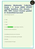 Alabama Wastewater Collection  Grade 1 C Exam &lpar;2025&rpar; UPDATE  Verified Questions And Answers &vert;  With 100&percnt; Correct Answers graded  A&plus; Guaranteed Success&excl;&excl;  