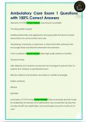 Ambulatory Care Exam 1 Questions  with 100&percnt; Correct Answers 