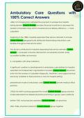 Ambulatory Care Questions with  100&percnt; Correct Answers 