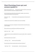  Plant Physiology Exam quiz and answers graded A&plus;