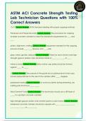 ASTM ACI Concrete Strength Testing  Lab Technician Questions with 100&percnt;  Correct Answers 