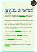 AWHONN PEOP Perinatal Final Review  2022 Questions with 100&percnt; Correct  Answers