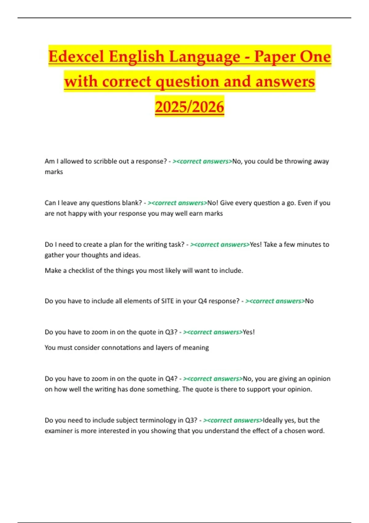 Edexcel English Coursework Checklist.pdf Edexcel English Language Paper 1 Exam Guide 2025/2026 | Timing ...