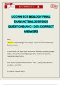 UCONN ECE BIOLOGY FINAL EXAM ACTUAL 2025&sol;2026 QUESTIONS AND 100&percnt; CORRECT ANSWERS