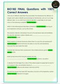 BIO182 FINAL Questions with 100&percnt;  Correct Answers 