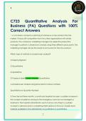 C723 Quantitative Analysis For  Business &lpar;PA&rpar; Questions with 100&percnt;  Correct Answers