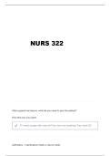 NURS 322 EXAM 1 STUDY GUIDE QUESTIONS AND VERIFIED ANSWERS