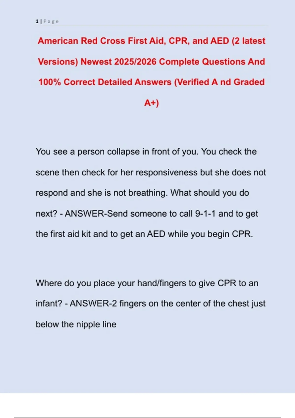 American Red Cross First Aid, CPR, and AED (2 latest Versions) Newest ...