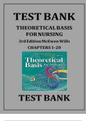 TEST BANK FOR THEORETICAL BASIS FOR NURSING 3RD EDITION MCEWEN WILLS Theoretical Basis for Nursing&comma; Third Edition 3rd Edition by Melanie McEwen Isbn 9781605473239 Test Bank