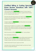 Certified Billing & Coding Specialist  Exam Review Questions with 100&percnt;  Correct Answers 