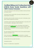 Certified Billing and Coding Specialist  &lpar;CBCS&rpar; Study Guide Questions with  100&percnt; Correct Answers 