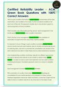 Certified Reliability Leader - ACM  Green Book Questions with 100&percnt;  Correct Answers 