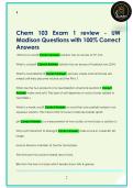 Chem 103 Exam 1 review - UW  Madison Questions with 100&percnt; Correct  Answers 