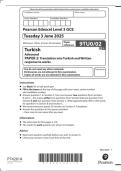 Bundle 2025 Pearson Edexcel A Level Turkish Paper 2 Question Paper and Mark Scheme &lpar;9TU0&sol;02&colon; Translation into Turkish and Written response to works&rpar;