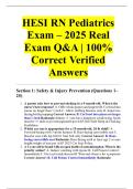 HESI RN Pediatrics Exam &ndash; 2025 Real Exam Q&A &vert; 100&percnt; Correct Verified Answers